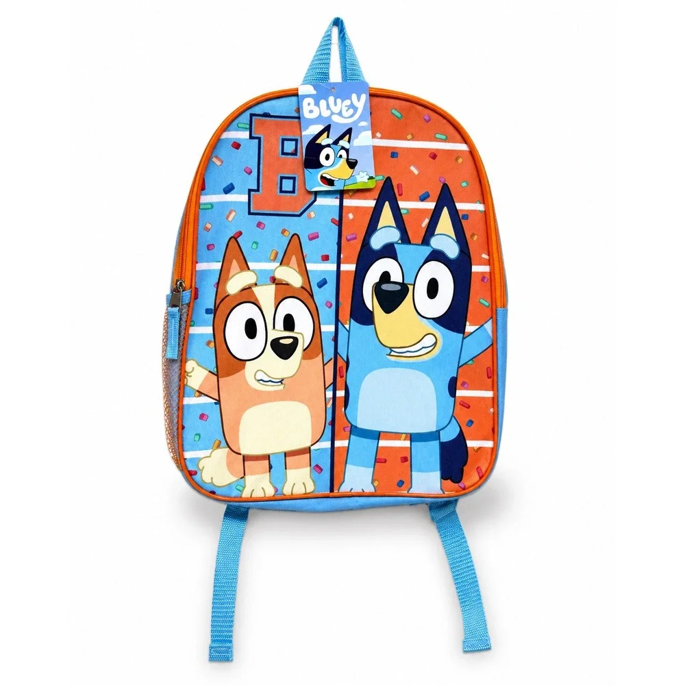 Bluey Bingo Kids Backpack School Bag‎ NWT Toddler Preschool Blue Orange 18